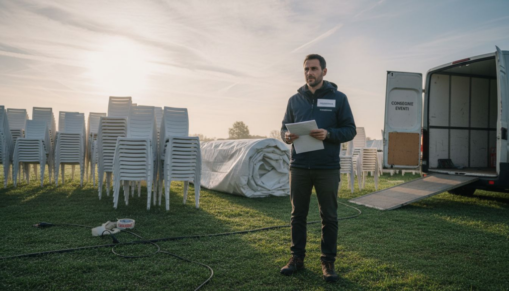 Organizzazione e gestione del noleggio di attrezzature per eventi