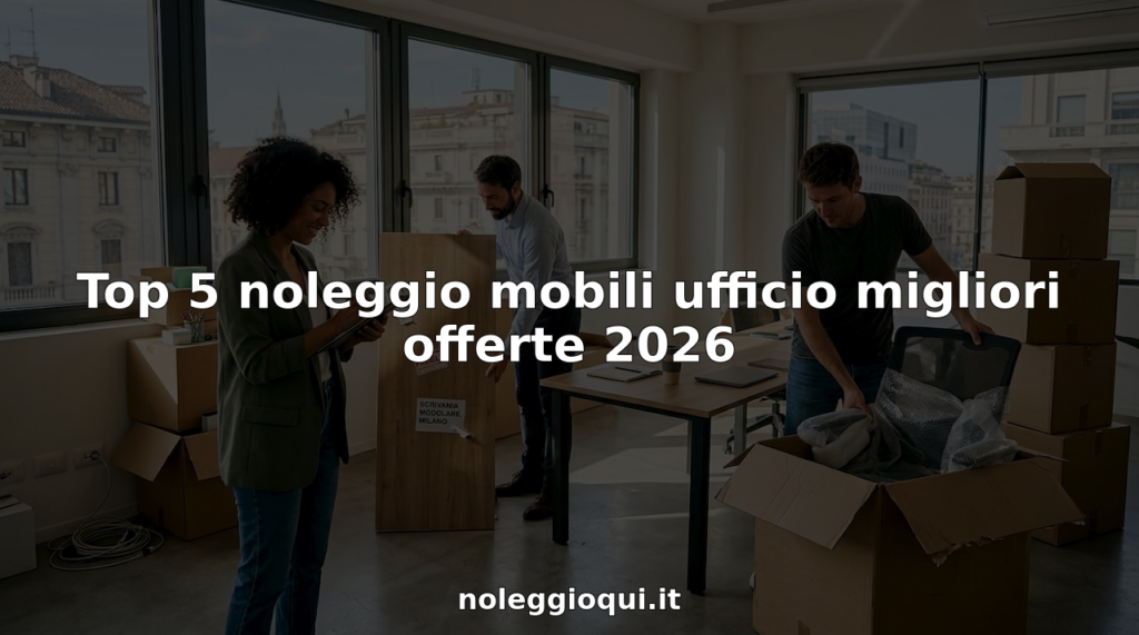 Un gruppo di lavoro alle prese con il montaggio di arredi a noleggio all’interno di uno spazio coworking.