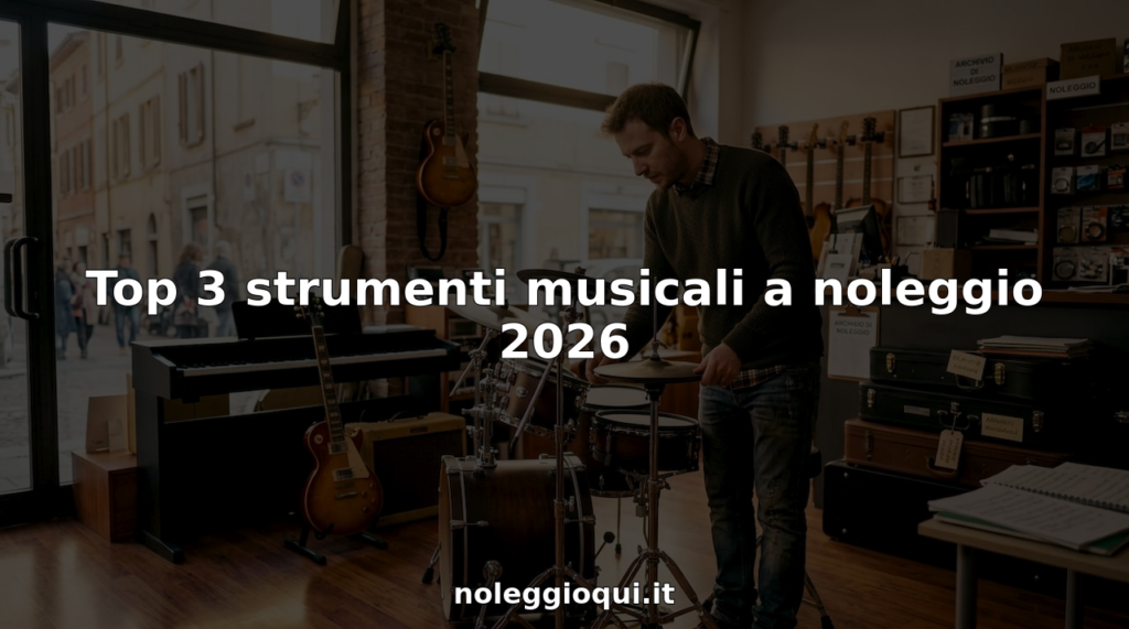 Un commesso di un negozio di strumenti musicali sistema pianoforte, chitarra e batteria in esposizione.