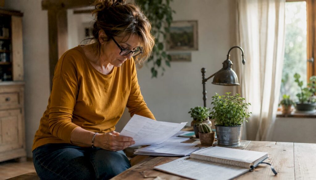 Un commercialista alle prese con la verifica delle dichiarazioni fiscali relative agli affitti agricoli.
