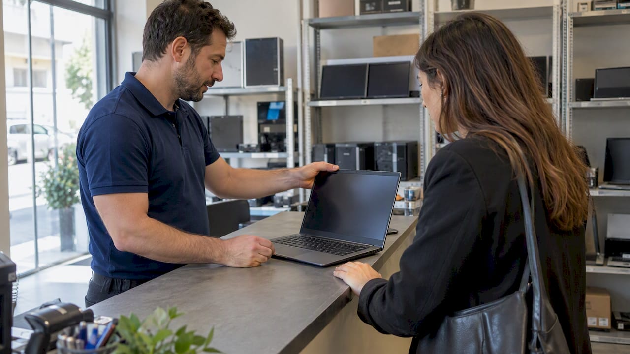 Consegna di un notebook a noleggio