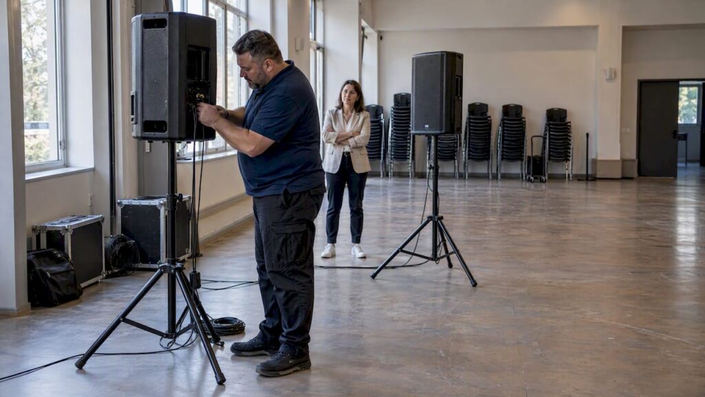 Casse acustiche professionali pronte per l'evento