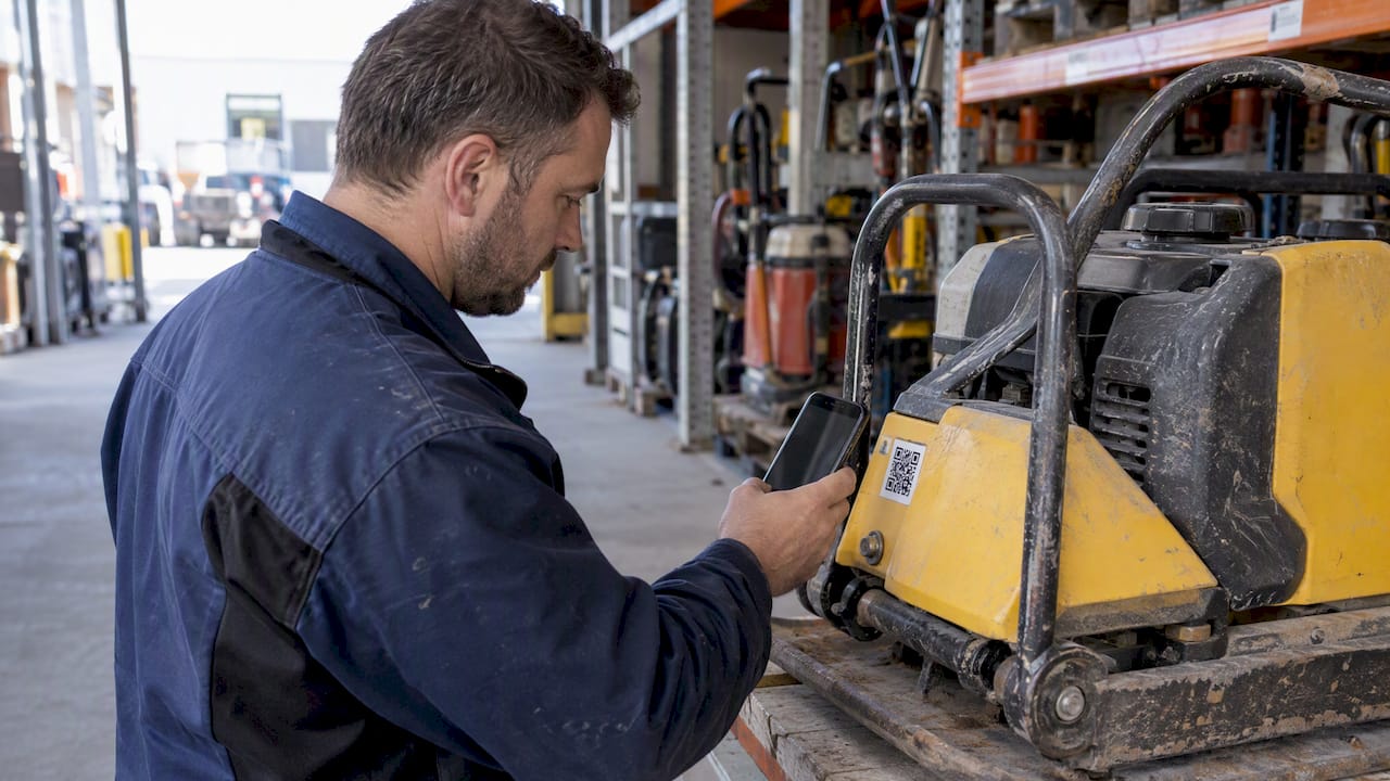 L'operatore scansiona il QR code di un’attrezzatura in affitto