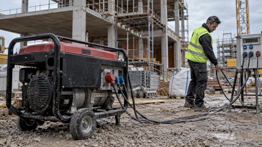 Gruppo elettrogeno installato in un cantiere