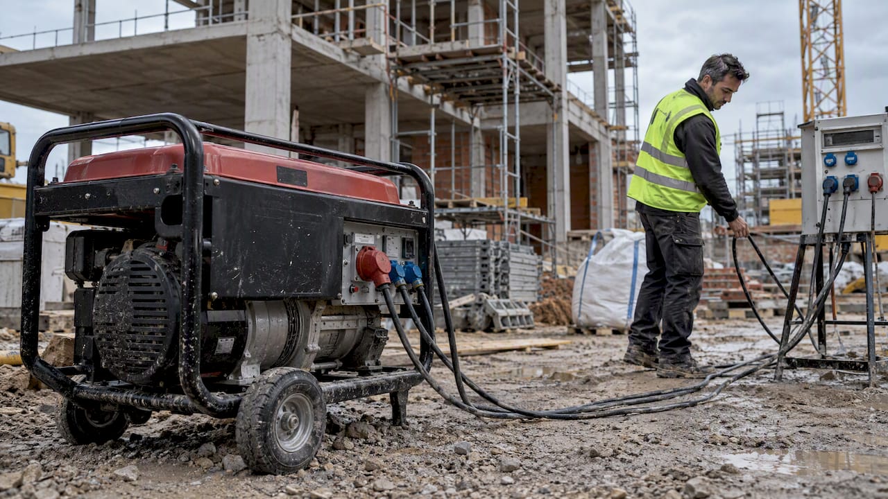 Gruppo elettrogeno installato in un cantiere