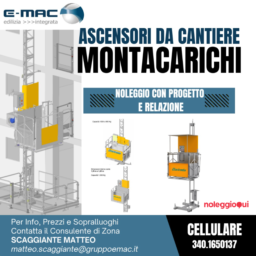 Montacarichi - Piattaforma - Ascensore da Cantiere